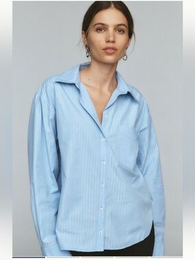 Anthropologie Maeve shrunken Bennett blouse metallic stripe